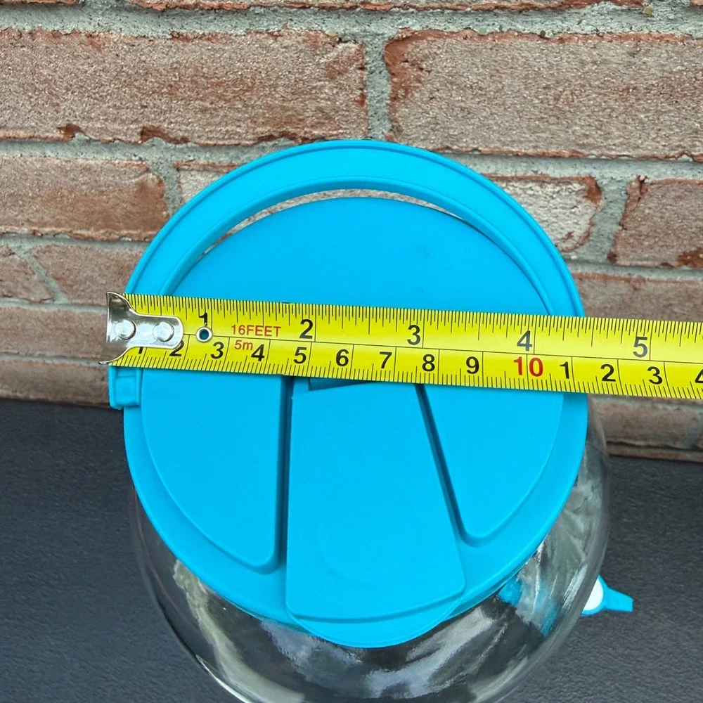 Vintage Blue Hibiscus Glass Sun Tea Jar 1 Gallon Beverage Dispenser Spigot READ